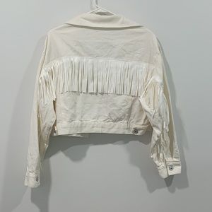 NWOT Fringe Denim Jacket